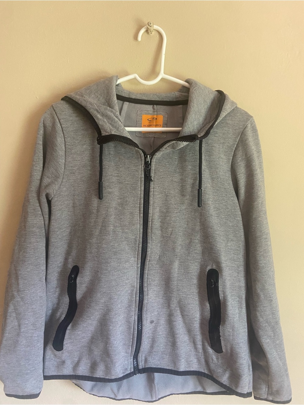 Champion Athleisure Athletic Sporty Cozy Gray Fleece Zip Hoodie with Black Trim